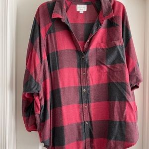 Red and black oversized plaid shirt